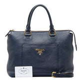プラダ ハンドバッグ ショルダーバッグ 2WAY 1BA063 ネイビー ゴールド レザー レディース PRADA 【中古】